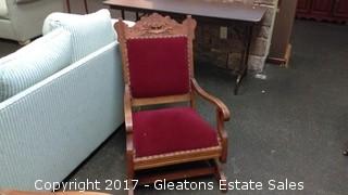 ANTIQUE VELVET BURGUNDY ROCKER