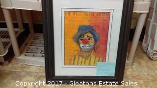 CLOWN PICTURE ON WALL STREET JOURNAL PAPER