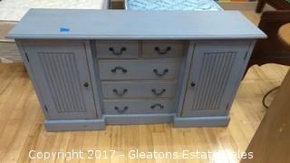 WOOD SHABBY BLUE DRESSER - PAINTED BLUE