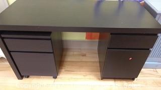 BLACK DESK WITH ROLL OUT DRAWER/FILE CABINET