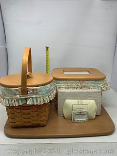 Longaberger Mothers Day Set Basket With Top ,Basket with Picture Lid, Tie-on and Divider and Envelope Set