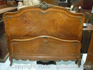 Vintage Johnson Furniture Co. French Providencial Headboard and Foot Board Antique Full Size
