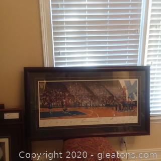 “Home Court Advantage” by George Claxton Lithograph Kentucky Wildcats Men’s Basketball Team Has Signatures of Some of Kentucky Wildcats Best