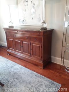 Thomasville King Street Credenza Dark Emperador Marble top with Cognac Finish (Lamps not Included)