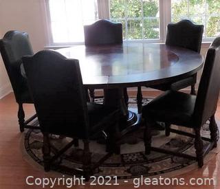 Expandable Round Pedestal Table with Perimeter Leaves That Seats 10 (Chairs Sold Separately)