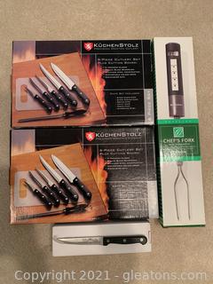 18 Piece Cutlery Set and Brookstone meat Thermometer