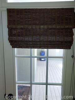 Brown Woven Natural Look Roman Shades (Set of 8)(Please bring tools to remove from windows)