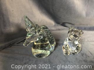 Princess house crystal bear and unicorn with controlled bubbles