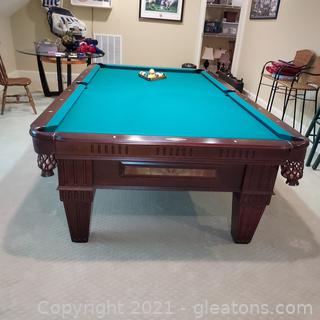 Beautiful Proline Tournament Size Billiard Table (9’) (Buyer Must Disassemble, Located Upstairs)
