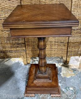 Carved Pedestal Accent Table 