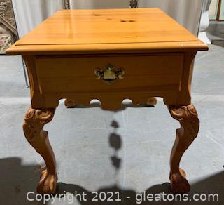 Beautifully Carved Pine End Table I 