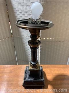 Mid Century Black Lamp with Brass a Accent 