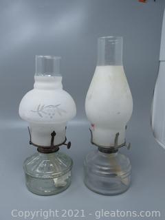 Vintage Pressed Glass Base Oil Lamps