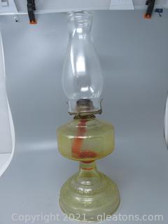 Attractive Flash Amber Oil Lamp Pressed Glass Design On Base