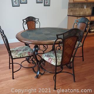 Very Nice Wrought Iron Dinette Set - Table and 4 Chairs – Very Heavy Buyer needs to bring help to move table