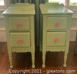 Two Painted Side Tables with Rose Hardware 