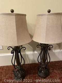 Two Candlestick Side Table Lamps 