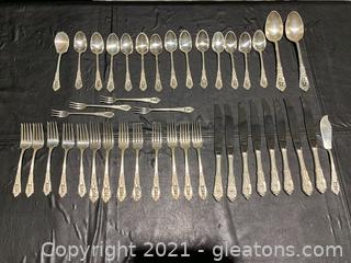 Collection of 42 Rose Point by Wallace STERLING Flatware