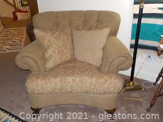 Alexvale Oversize Rolled Armchair with Tufted Back and 2 Pillows