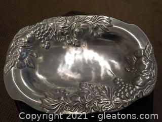 Pretty Pewter Concave Serving Tray 