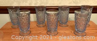 Indiana Colony Whitehall Light Blue Iced Tea Glasses - Lot of 7