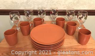 Festive Fall Dishes, Mugs and Glasses Lot