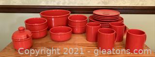 Festive Waechtersbach Ceramic Dish Collection in Cherry Red