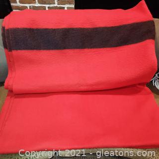 Red and Black Hudson Bay Wool Blanket