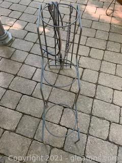 Tri Level Metal Plant Stand with Six Plant Hangers 