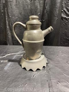 Pewter Colonial Pitcher/ Jug W/Stand 
