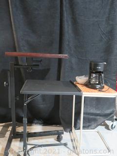 Three Bed Tray Stands and 5 Cup Mr.Coffee 