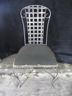 Metal Scrolled, Fringe Design Dining Chair  
