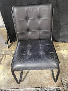 Armless Ebony Side Chair with Metal Frame 