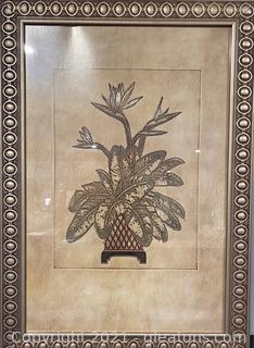 Framed Oriental Wall Art Potted Plant 