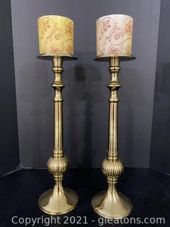 Two Brass Candle Holders 
