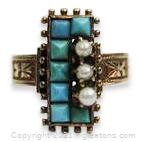 Pretty Turquoise and Pearl 14kt Rose Gold Ring 