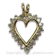 Sparkly Diamond Heart Pendant 10kt Yellow Gold 