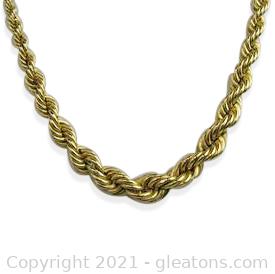 Very Nice 18kt Yellow Gold Graduated Rope Chain 