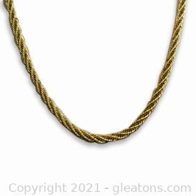 Beautiful 14kt Yellow Gold Twisted Rope Chain 