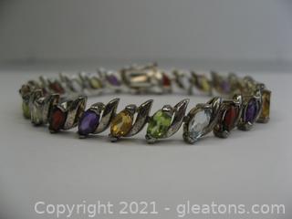 Gorgeous Genuine Gemstone Bracelet in Sterling Silver 
