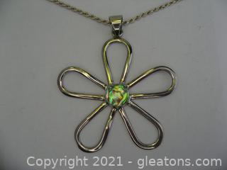 Abalone Flower Necklace in Sterling Silver 
