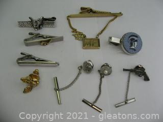 Assortment of Tie Clips and Pins 