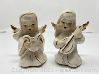 Set of 2 Cute Porcelain Christmas Angels 