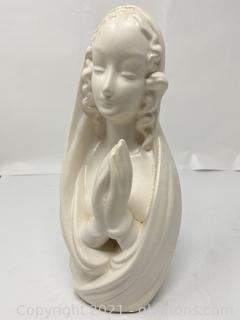 Vintage Praying Madonna Ceramic Sculpture 