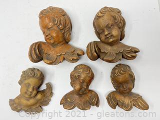 Vintage Carved Wooden Angel Collection 