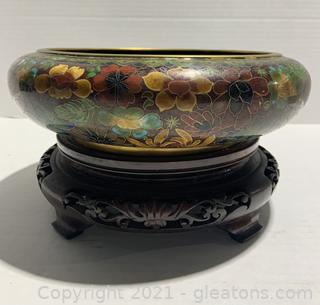 Gorgeous Vintage Verde Cloisonne Bowl 