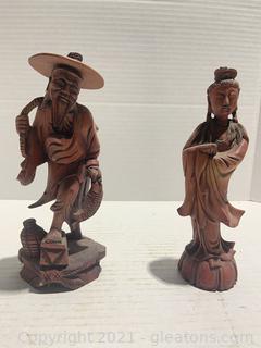 Two Hand Carved Rosewood Figurines 