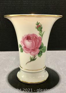 “Rose Pink” (X Backstamp) Trumpet Vase by Meissen 