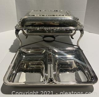Silverplate Entrée Server/Chafing Dish with Multiple Inserts  