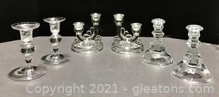 Assortment of Glass Candlestick Holders (6pc) 